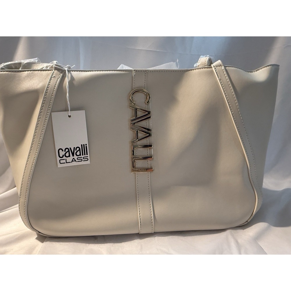 Cavalli Class Sandra Shopper Tote Bag White Asparagus Large NWT MSRP $118